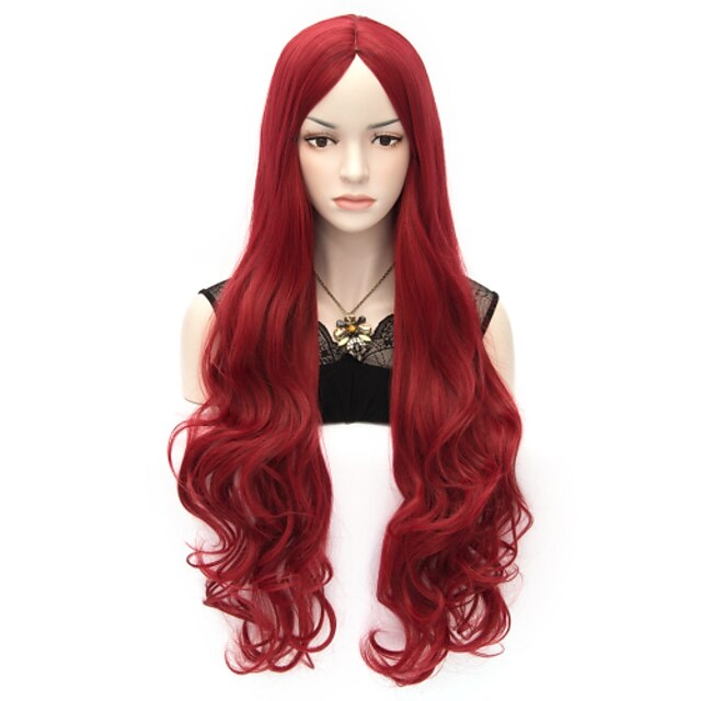  Synthetic Wig Body Wave Style Capless Wig Red Synthetic Hair Women's Wig Very Long Halloween Wig