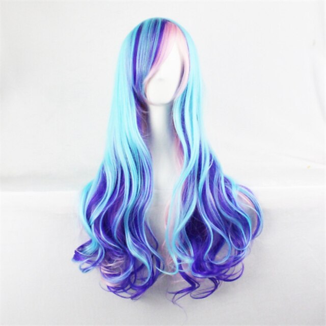  Perruque de cosplay Perruque Synthétique Ondulation naturelle Ondulation naturelle Perruque Bleu Cheveux Synthétiques Femme Bleu