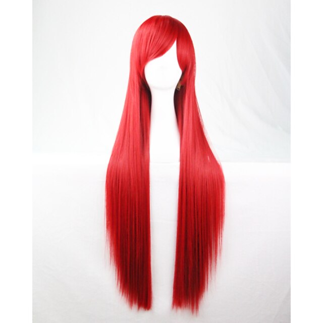  Косплэй парики Парики из искусственных волос Прямой Прямой силуэт Ассиметричная стрижка Парик Длинные Красный Искусственные волосы Жен. Природные волосы Красный