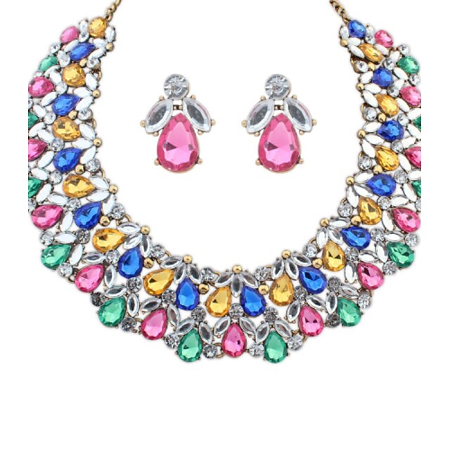  Women Luxious Bright Alloy/Acrylic Clavicle Necklace Earring Sets