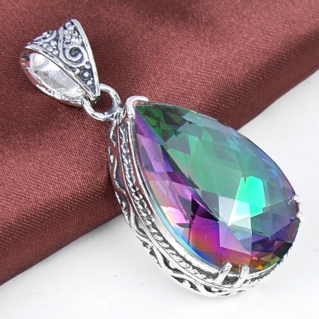  Men's Women's Pendant Geometric Crystal Silver Plated Topaz Jewelry For Wedding Party Daily Casual Sports