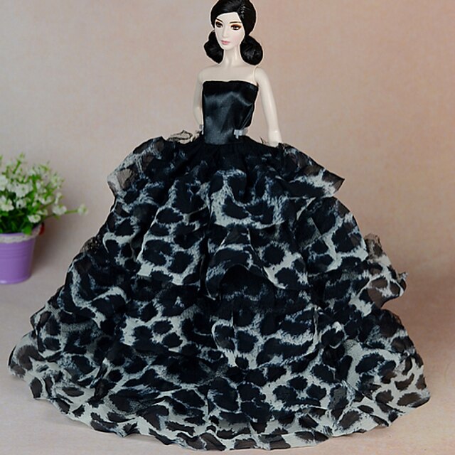  Πάρτι / Απόγευμα Για Barbie Μαύρο Δαντέλα Organza Φόρεμα Για Κορίτσια κούκλα παιχνιδιών
