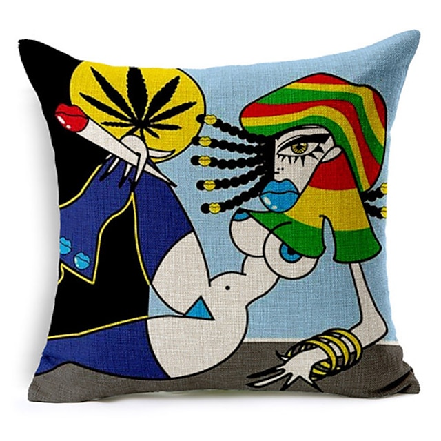  Stylish Pop Art Smoking Lady Cotton/Linen Decorative Pillow Cover