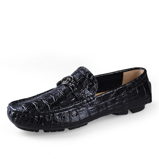 Men's Comfort Shoes Cowhide Spring / Fall Loafers & Slip-Ons Black / Dark Blue / Light Brown / Outdoor / Office & Career