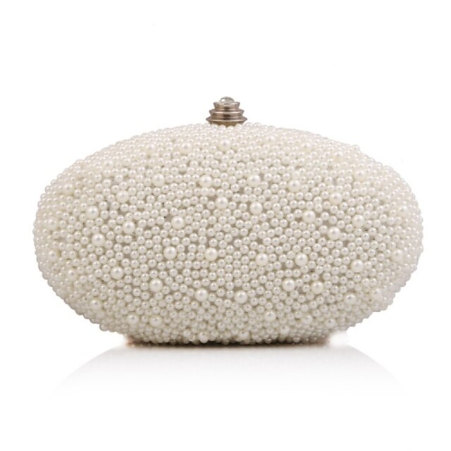  Women's Bags Polyester Evening Bag Imitation Pearl Solid Colored White / Beige / Wedding Bags / Wedding Bags