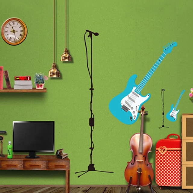  nástěnné samolepky lepicí obrazy na stěnu ve stylu kytara PVC samolepky na zeď