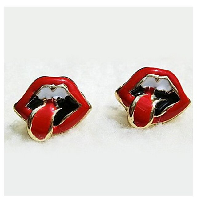  Women's Korean Jewelry Explosion Trendy Big Mouth & Tongue Bright Red Earrings