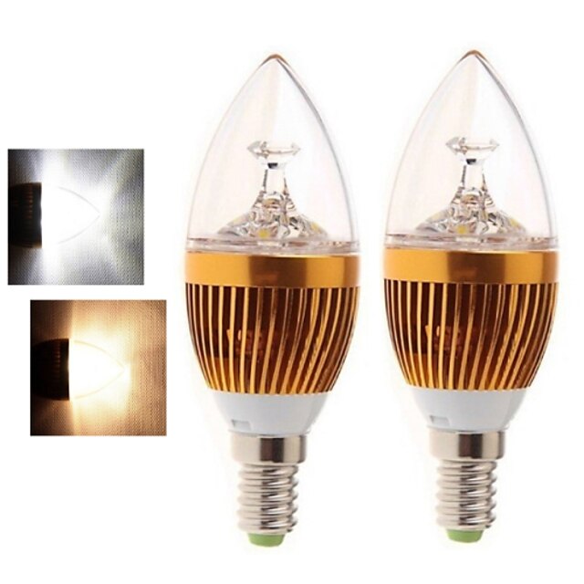  2pcs 4 W LED Candle Lights 400-450 lm E14 5LED LED Beads COB Warm White Cold White 85-265 V / 2 pcs / RoHS / CCC