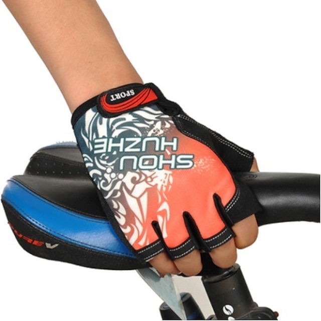  כפפות רכיבה על אופניים אצבעות כחולות, שחור, אפור, אדום