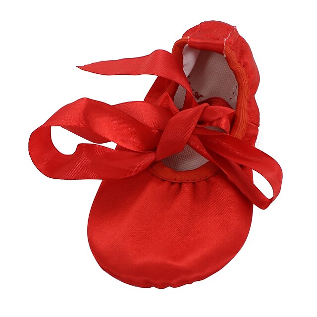  Mulheres Sapatos de Dança Cetim Balé / Sapatilhas de Balé / Ioga Cadarço de Borracha Sapatilha Sem Salto Não Personalizável Vermelho / Marrom / Interior