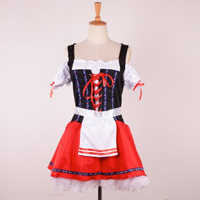  Maid Costume Oktoberfest / Beer Cosplay Costume Party Costume Adults' Women's Maid Uniforms Halloween Carnival Oktoberfest Festival / Holiday Lace Terylene Female Carnival Costumes Patchwork