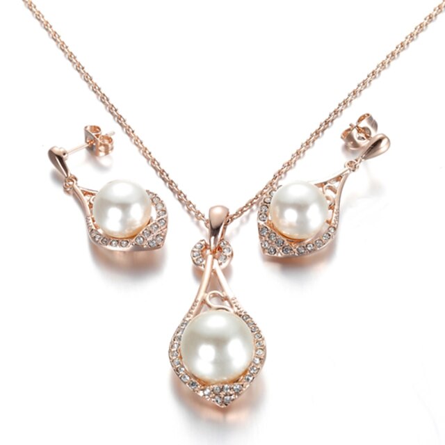  Women's Crystal Jewelry Set Ladies Simple Style Pearl Crystal Imitation Pearl Earrings Jewelry For Wedding Party Daily Casual / Cubic Zirconia