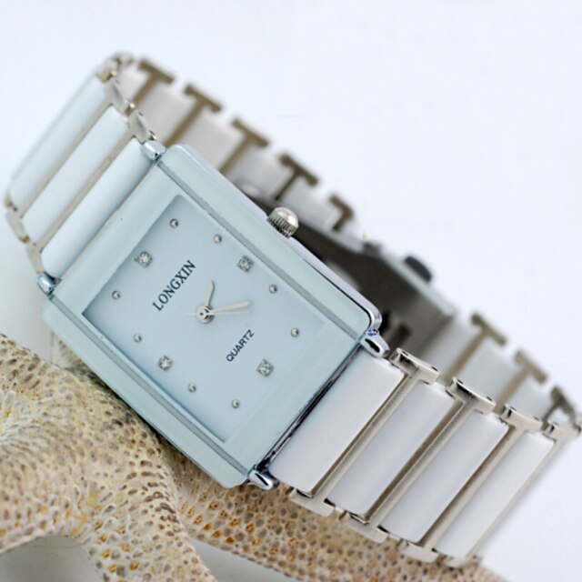  Mulheres Relógio de Moda Quartz Aço Inoxidável Banda Preta / Branco marca-
