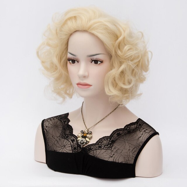 Perruque Synthétique Ondulé Style Sans bonnet Perruque Blond Blonde Cheveux Synthétiques Blond Perruque Perrruque de Déguisement