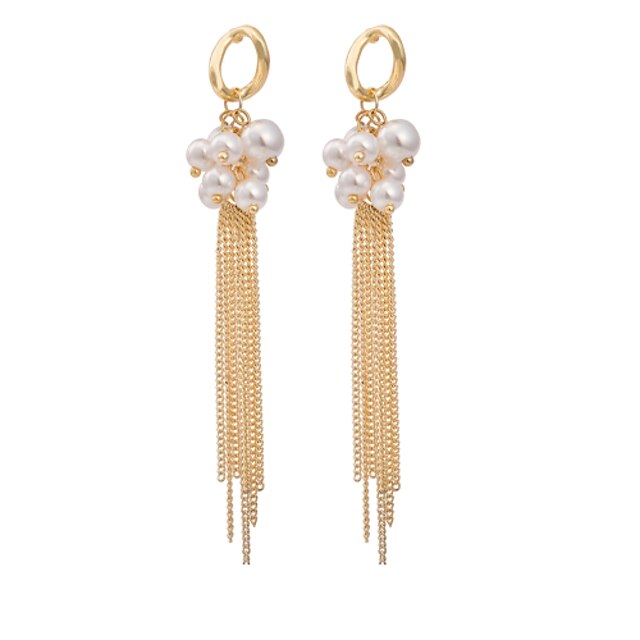  BIN BIN Women's Fashion Elegant Pearl Pendants Tassel Alloy Earrings