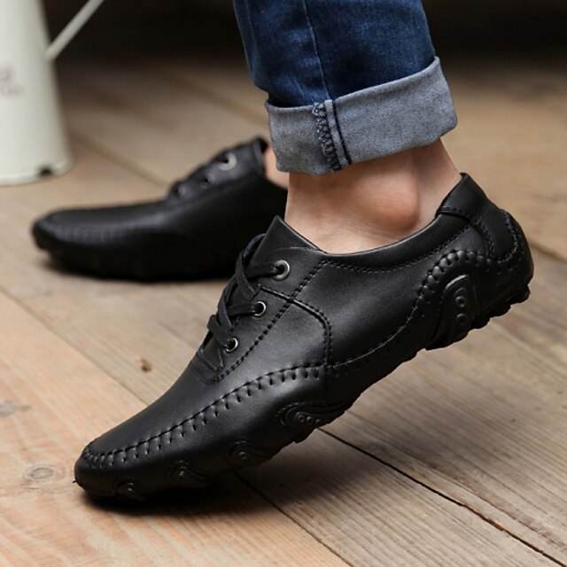  Men's Shoes Leather Spring Summer Fall Winter Comfort Oxfords Lace-up For Casual Black Brown