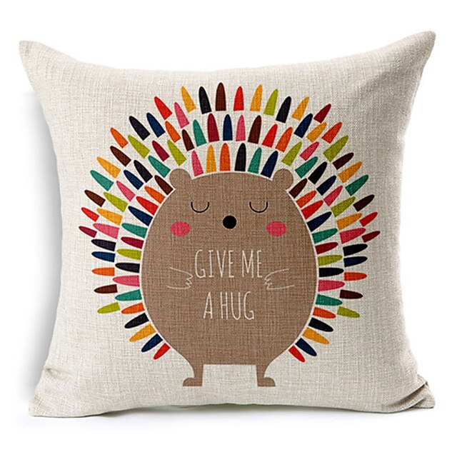  Colorful Balloon Colorful Hedgehog Patterned Cotton/Linen Decorative Pillow Cover