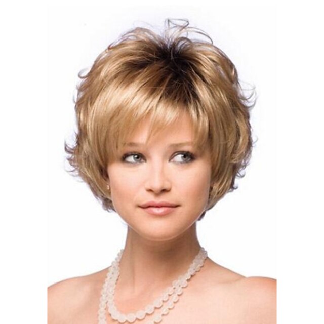  Perruque Synthétique Bouclé Bouclé Perruque Blond Court Cheveux Synthétiques Femme Blond