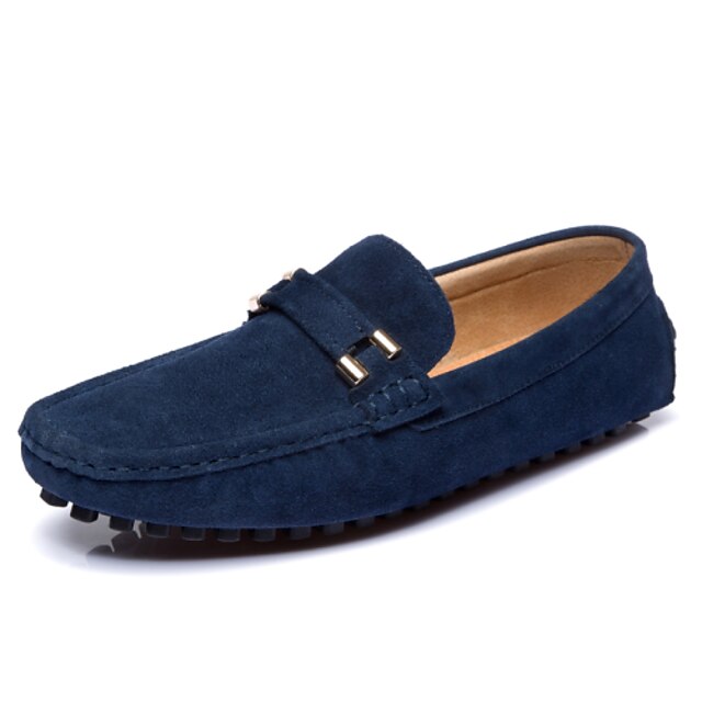  Men's Comfort Loafers Cowhide Spring / Summer / Fall Comfort Loafers & Slip-Ons Walking Shoes Breathability Black / Dark Blue