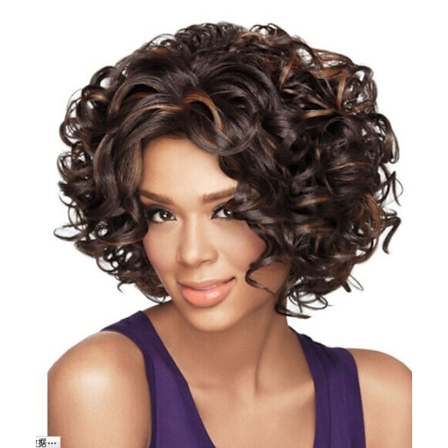  Synthetic Wig Curly Curly Wig Black Synthetic Hair Women's African American Wig Black StrongBeauty