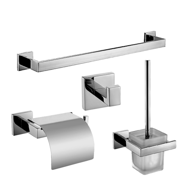  Bathroom Accessory Set Contemporary Stainless Steel 4pcs - Hotel bath Toilet Paper Holders / Robe Hook / tower bar