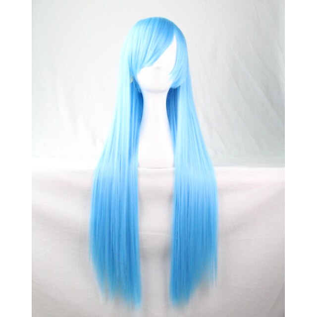  Cosplay Costume Wig Synthetic Wig Straight Straight With Bangs Wig Long Blue Synthetic Hair Women's With Bangs Blue