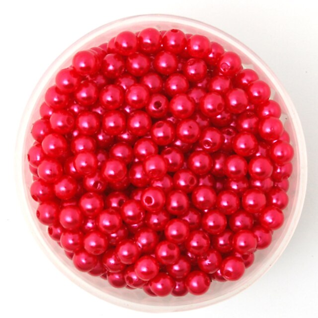  beadia 100g (environ 1000 pièces) abs perles de nacre 6mm couleur en plastique perles en vrac rond rouge pour la fabrication de bijoux