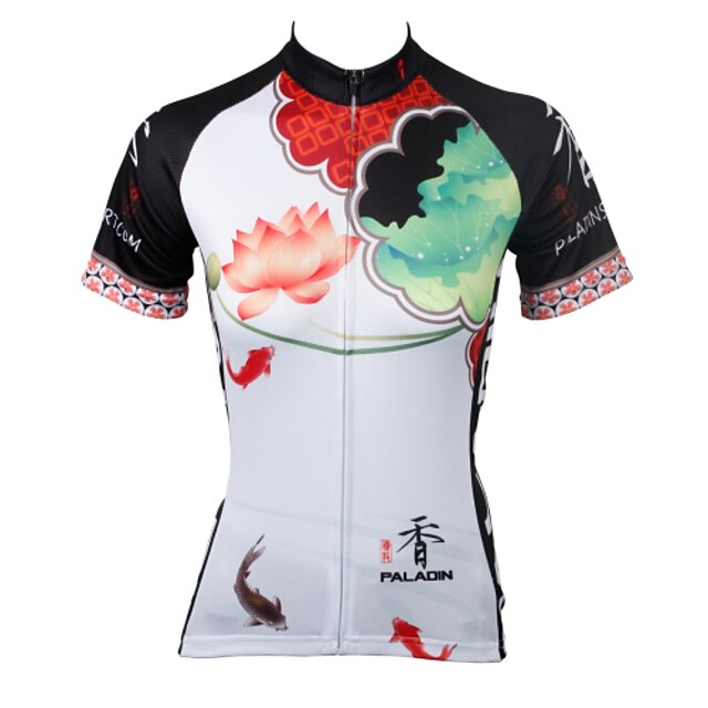  ILPALADINO Women's Short Sleeve Cycling Jersey Summer Polyester Multi color White Funny Fashion Plus Size Bike Jersey Top Mountain Bike MTB Road Bike Cycling Ultraviolet Resistant Quick Dry Breathable