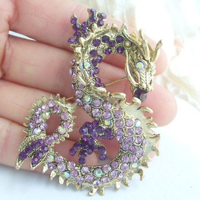  Crystal Dragon Vintage Party Brooch Jewelry Purple Screen Color For Wedding Party Special Occasion Anniversary Birthday