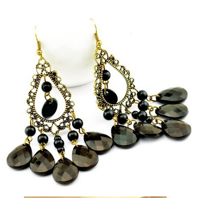  Women's Hollow Out Vintage  Tassels Black Drop Earrings Elegant Style
