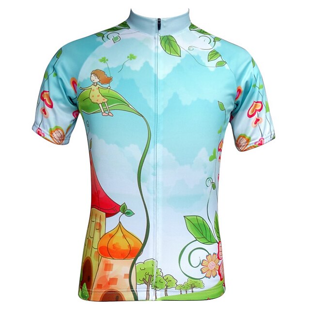  JESOCYCLING Women's Short Sleeve Cycling Jersey Cartoon Bike Jersey Top Breathable Quick Dry Ultraviolet Resistant Sports 100% Polyester Road Bike Cycling Clothing Apparel / Stretchy / Back Pocket