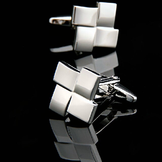  Toonykelly® Fashion Silver Plated Square Men Shirt Cufflink Button(1 Pair)