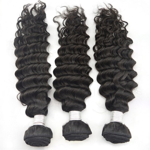  3kpl / erä 10 '' - 28 '' hiuksista maliysian Remy hiukset neitsyt pehmeä karva # 1b hiuksista luonnon musta väri deep wave kutoo