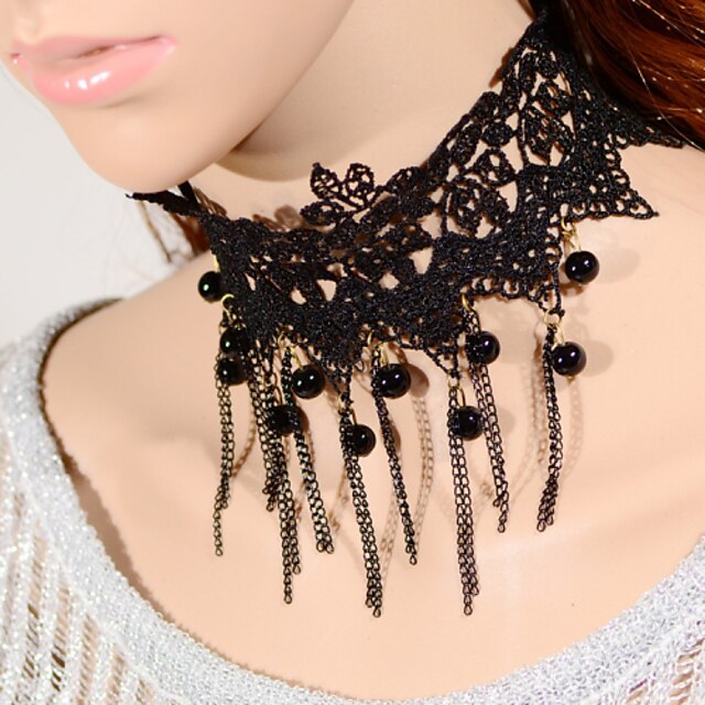 Vintage Gothicl Tassels Bead Necklace Classical Feminine Style