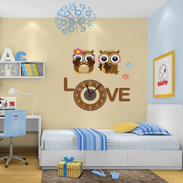  DIY Cartoon Cute Owl Wall Clock