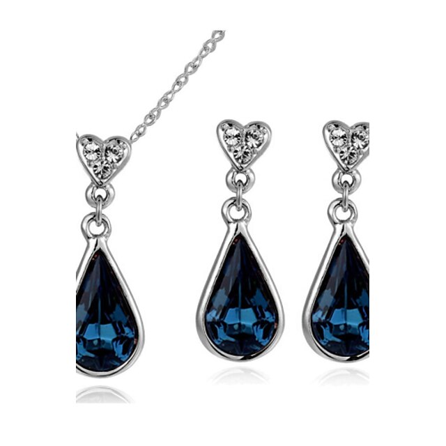  Femme Cristal Parure de Bijoux Poire Solitaire Goutte dames Cristal Zirconium Des boucles d'oreilles Bijoux Pour Mariage Soirée Quotidien Décontracté