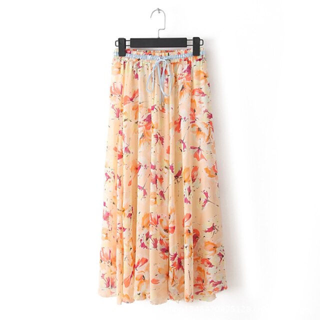  Women's Print Skirts , Beach/Casual Maxi