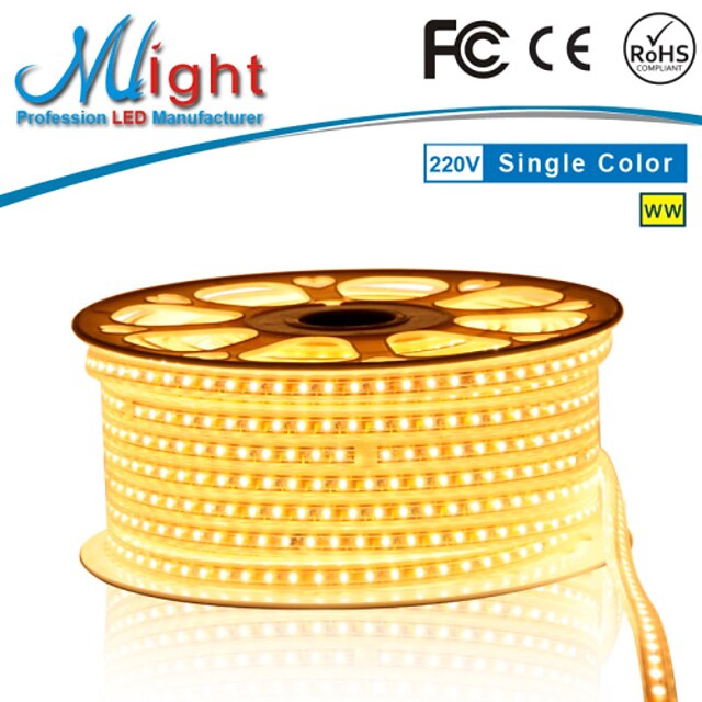  mlight 10 metri 72 LED-uri / m 5050 smd alb cald / alb rezistent la apa / cuttable 12 g de benzi de lumină LED flexibile ac110-220 v