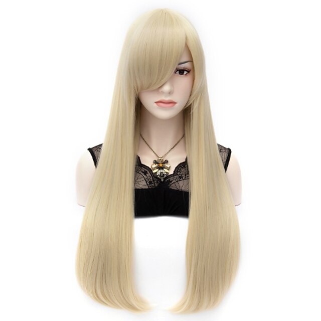  27 6 70cm light blonde long straight anime hair cosplay costume party full wigs with bang Halloween