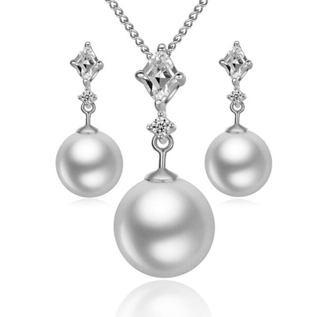  Women's Crystal Jewelry Set Ladies Simple Style Pearl Crystal Imitation Pearl Earrings Jewelry For Wedding Party Daily Casual / Cubic Zirconia / Cubic Zirconia / Necklace