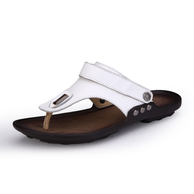  Men's Sandals Comfort Shoes Slingback Sandals Athletic Casual Outdoor Leather Nappa Leather Cowhide White Black Fall Summer