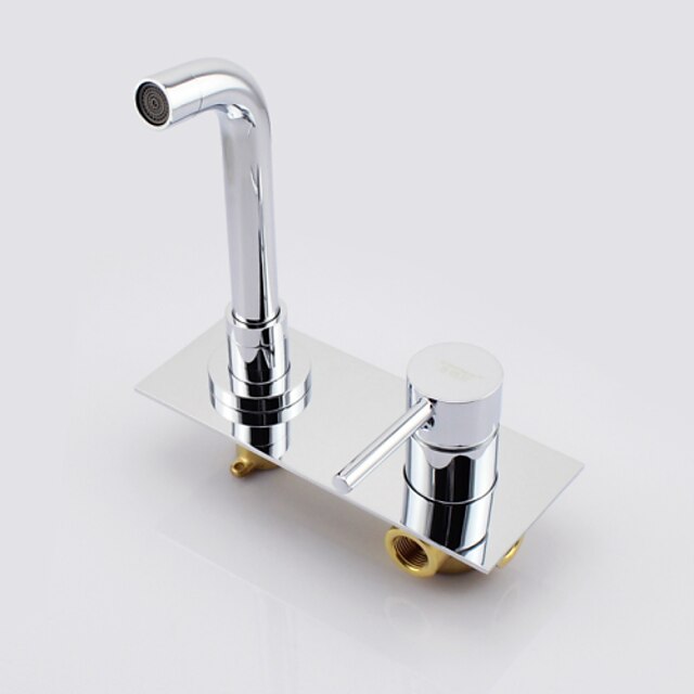  Μπάνιο βρύση νεροχύτη - Standard / Βάση Τοίχου Χρώμιο Επιτοίχιες Δύο Τρύπες / Δύο λαβές δύο τρύπεςBath Taps