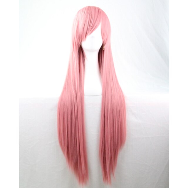  Cosplay Costume Wig Synthetic Wig Straight Straight Asymmetrical Wig Pink Long Pink Synthetic Hair Women's Natural Hairline Pink