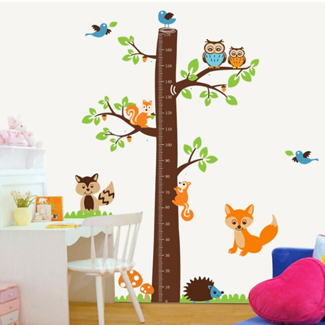  Animals Botanical Cartoon Wall Stickers Plane Wall Stickers Decorative Wall Stickers Height Stickers, PVC Home Decoration Wall Decal Wall