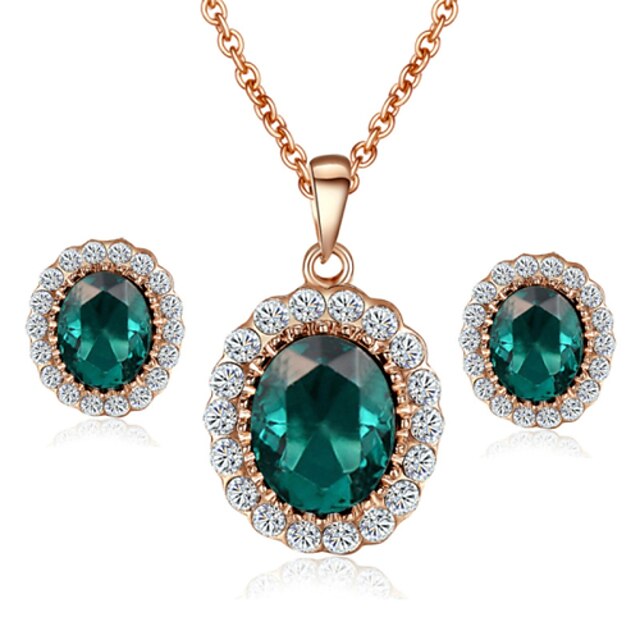  Pentru femei Cristal Sintetic Emerald Set bijuterii - Cristal, Zirconiu Cubic, Diamante Artificiale Plin de graţie Include Pentru Nuntă Petrecere Zilnic