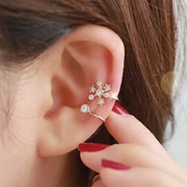  Women's Ear Cuff Helix Earrings Ladies Rhinestone Earrings Jewelry Golden / Silver For Party Wedding Casual Daily
