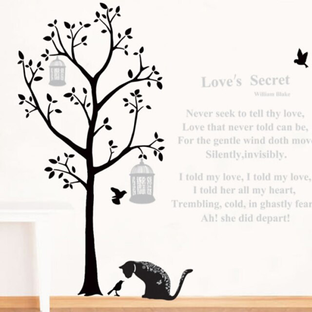  настенные наклейки наклейки для стен, кот под наклейкой дерево стены