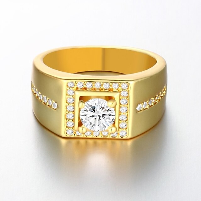  Men's Band Ring - Gold Plated Birthstones 8 / 9 / 10 Golden For Wedding / Party / Daily / Zircon