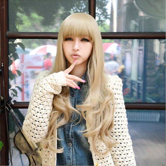  Synthetic Wig Wavy Style Capless Wig Blonde Synthetic Hair Women's Wig Costume Wig