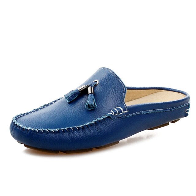  Men's Comfort Shoes Spring / Summer Casual Clogs & Mules Leather White / Black / Blue / Tassel / Tassel